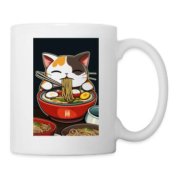 Katze Japanische Ramen Otaku Anime - Tasse - Weiß - Rechts