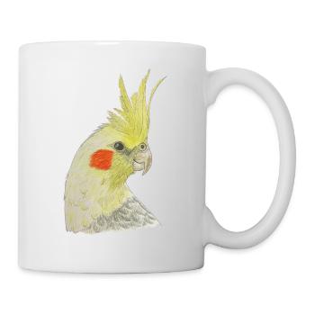 Nymphensittich gelber Kakadu Vogel Ornithologie - Tasse - Weiß - Rechts