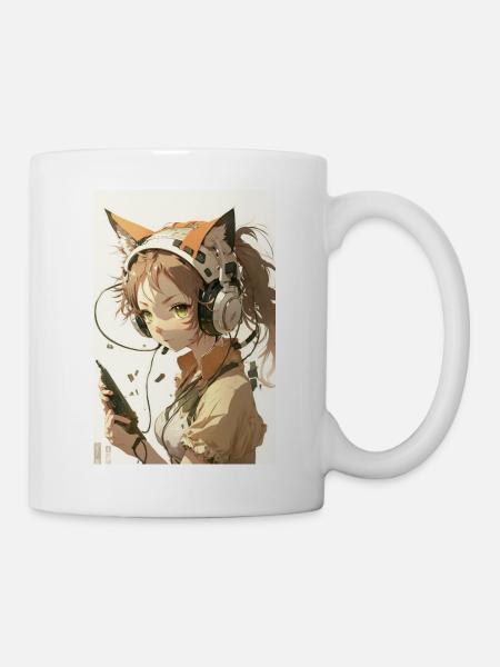 Anime Cat Girl Manga Otaku Waifu - Mug blanc - blanc