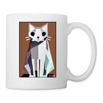 Katze Kater Polygon Tier Stubentiger Haustier - Tasse - Weiß - Rechts