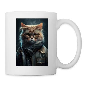 Gangster Katze Cool Cat Brille - Tasse - Weiß - Rechts