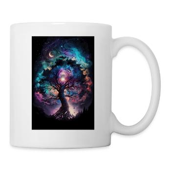 Tree Galaxy Stars Mystical Fantasy Northern Lights - Mug - white - Right