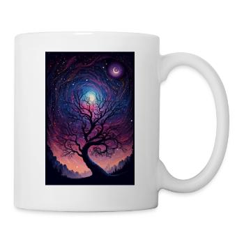Tree Galaxy Stars Mystical Fantasy Northern Lights - Mug - white - Right