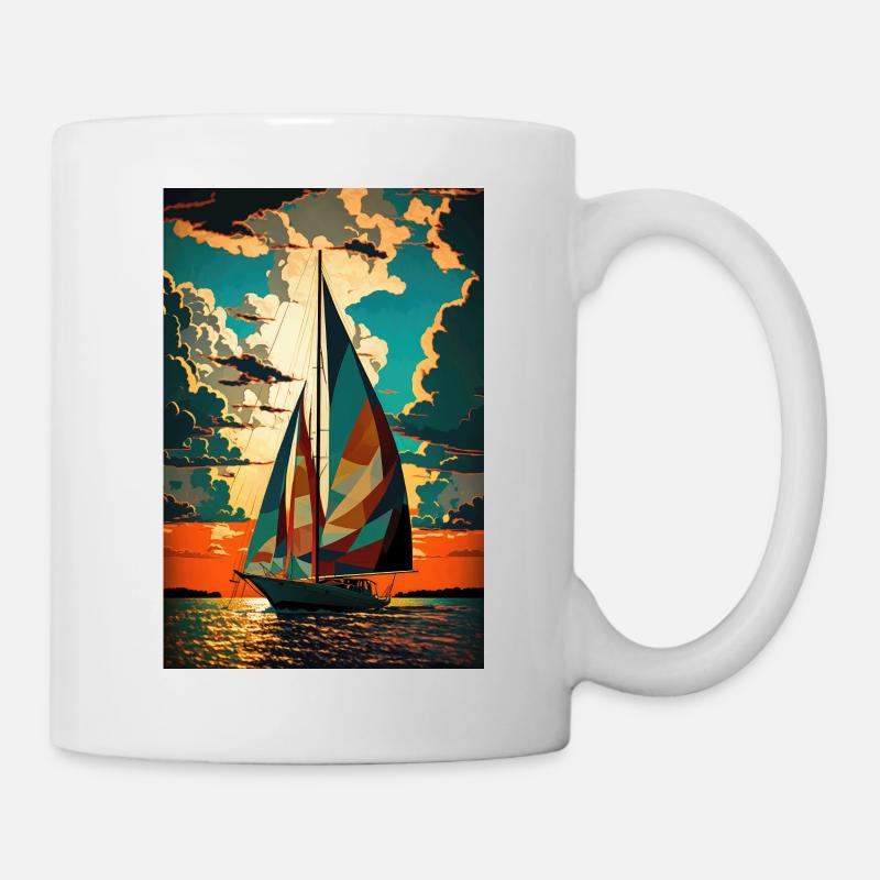 Boot Segelboot Ocean Kunst Segeln - Tasse - Weiß