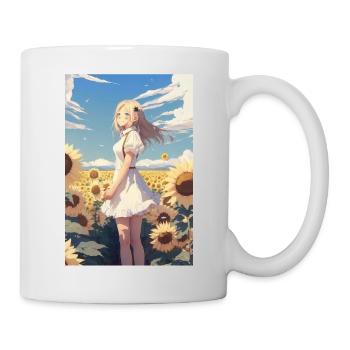 Anime Girl Anime Mädchen Waifu Otaku Sonnenblumen - Tasse - Weiß - Rechts
