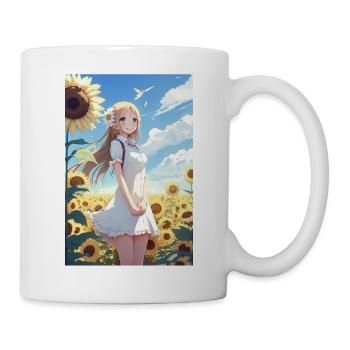 Anime Girl Anime Girl Waifu Otaku Sunflowers - Mug - white - Right