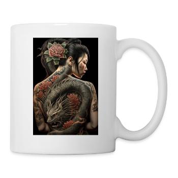 Geisha Yakuza Tattoo Japanischer Drache - Tasse - Weiß - Rechts