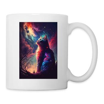Wunderland Cosmos Katze Nachthimmel Weltraum - Tasse - Weiß - Rechts