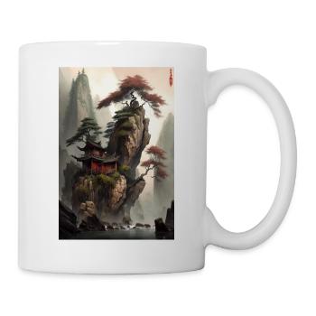Ancient China Chinese Landscape Painting Temple - Mug - white - Right