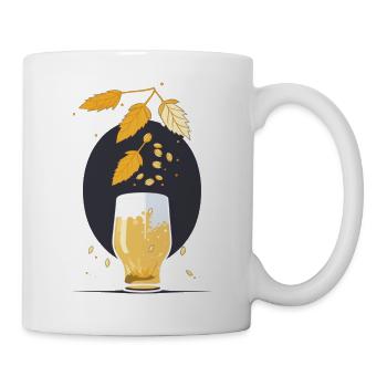 Hopfen, Malz fallen in Bierglas - Tasse - Weiß - Rechts