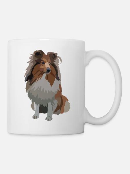 Sheltie Collie Zeichnung Hund - Tasse - Weiß