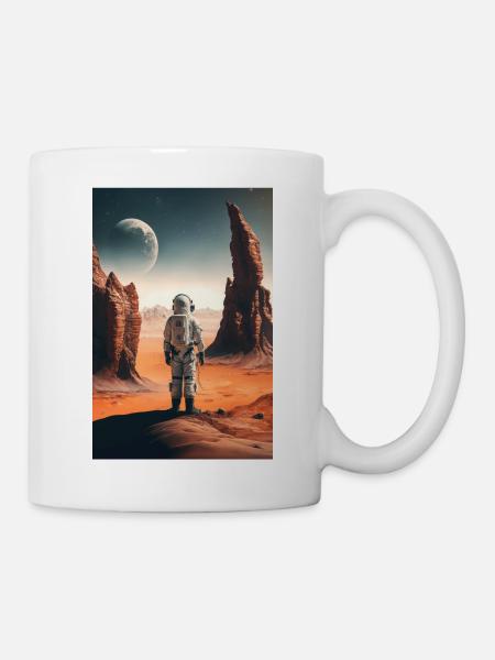 Astronaut Wüstenlandschaft Mond Weltall - Tasse - Weiß