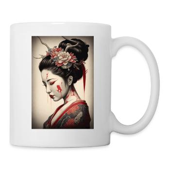 Geisha Portrait Japanese Kimono Traditionrlles - Mug - white - Right