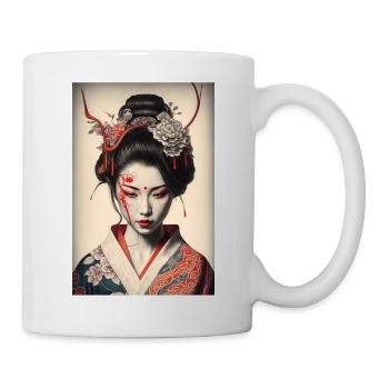 Geisha Portrait Japanese Kimono Traditional - Mug - white - Right