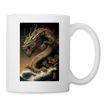 Japanischer Drache Wellen Japan Monster - Tasse - Weiß - Rechts