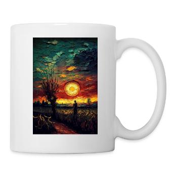 Sunset Landscape Field Paintings - Mug - white - Right