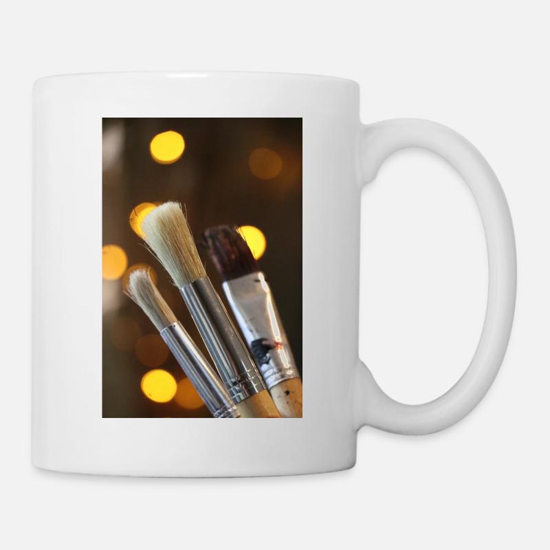 Pinceau en gros plan avec bokeh - Mug blanc - blanc