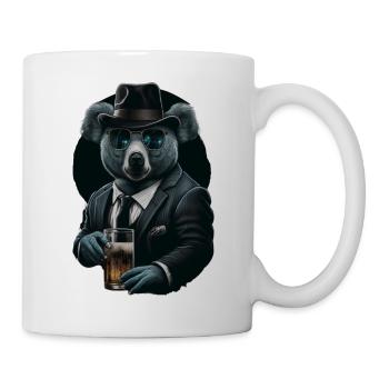 Cooler Koala mit Sonnenbrille und Bier im Anzug - Tasse - Weiß - Rechts