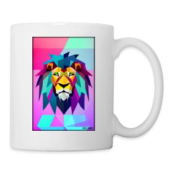 Leo Polygon Arc-en-ciel coloré sauvage Faune sauvage - Mug blanc - blanc - Droite