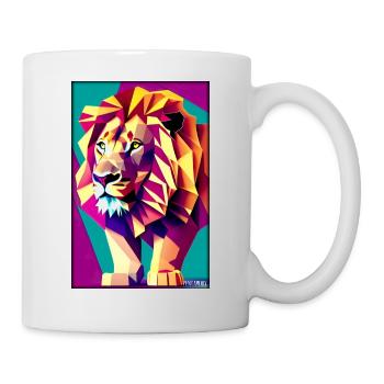 Leo Polygon Arc-en-ciel coloré sauvage Faune sauvage - Mug blanc - blanc - Droite