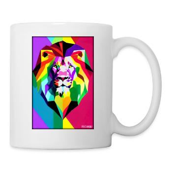 Leo Polygon Arc-en-ciel coloré sauvage Faune sauvage - Mug blanc - blanc - Droite