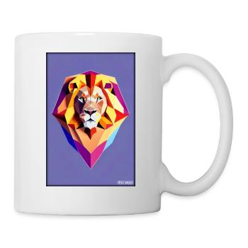 Leo Polygon Arc-en-ciel coloré sauvage Faune sauvage - Mug blanc - blanc - Droite