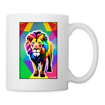Leo Polygon Arc-en-ciel coloré sauvage Faune sauvage - Mug blanc - blanc - Droite