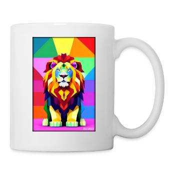Leo Polygon Arc-en-ciel coloré sauvage Faune sauvage - Mug blanc - blanc - Droite