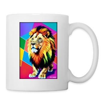 Leo Polygon Arc-en-ciel coloré sauvage Faune sauvage - Mug blanc - blanc - Droite
