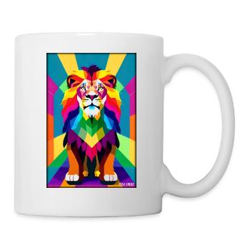 Leo Polygon Arc-en-ciel coloré sauvage Faune sauvage - Mug blanc - blanc - Droite
