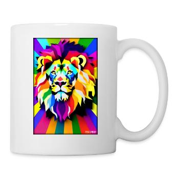 Leo Polygon Arc-en-ciel coloré sauvage Faune sauvage - Mug blanc - blanc - Droite