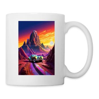 Hot Rod, Car, Futuristic, Desert, Colorful - Mug - white - Right