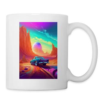 Hot Rod Car Futuristic Desert Colorful - Mug - white - Right
