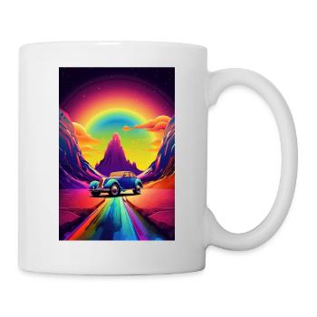 Hot Rod, Car, Futuristic, Desert, Colorful - Mug - white - Right