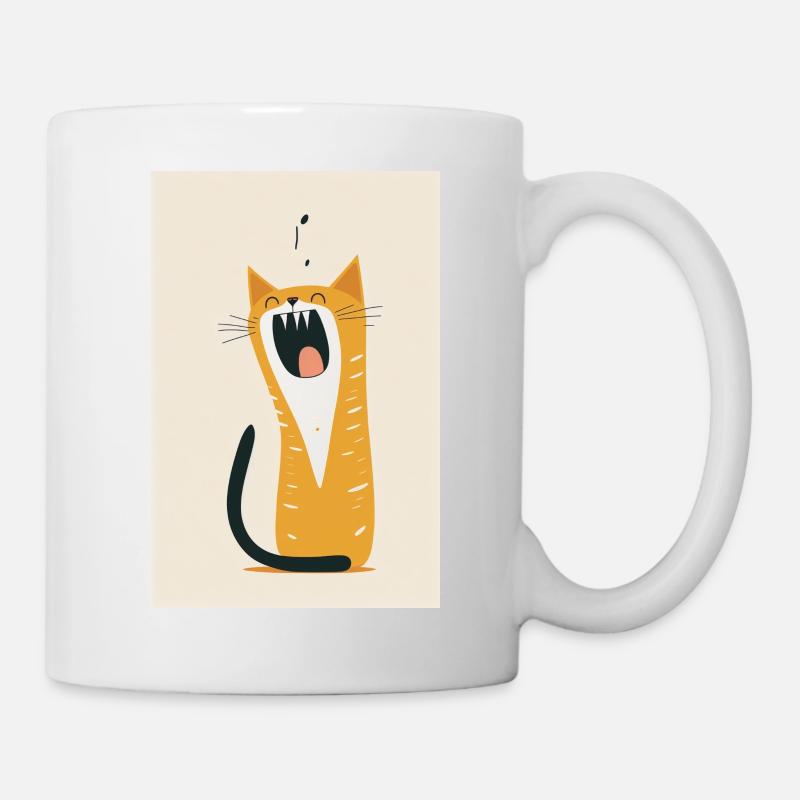 Abstrakte Katze (exotisch, minimalistisch) - Tasse - Weiß