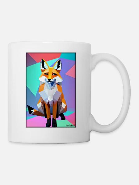 Fuchs Polygon Waldbewohner Waldtier Wildnis Tier - Tasse - Weiß