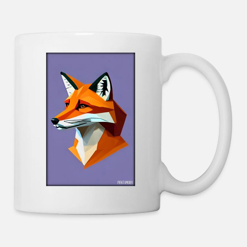 Fuchs Polygon Waldbewohner Waldtier Wildnis Tier - Tasse - Weiß