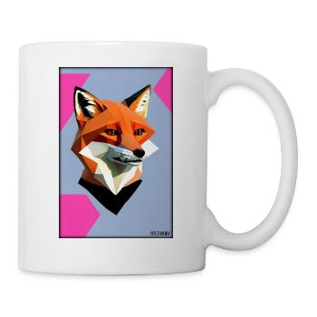 Fuchs Polygon Waldbewohner Waldtier Wildnis Tier - Tasse - Weiß - Rechts