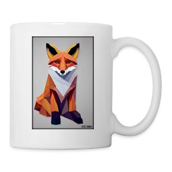 Fuchs Polygon Waldbewohner Waldtier Wildnis Tier - Tasse - Weiß - Rechts