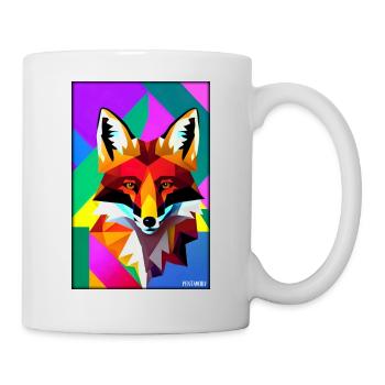 Fuchs Polygon Waldbewohner Waldtier Wildnis Tier - Tasse - Weiß - Rechts