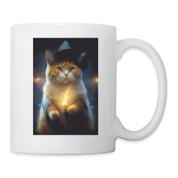 Le chat magique au chapeau de sorcier - Mug blanc - blanc - Droite