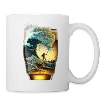 Beer Glass Surfer Rides Beer Wave - Mug - white - Right