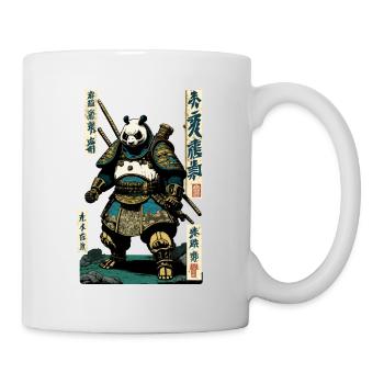 Panda in Samurairüstung in Ukiyo-e Stil - Tasse - Weiß - Rechts