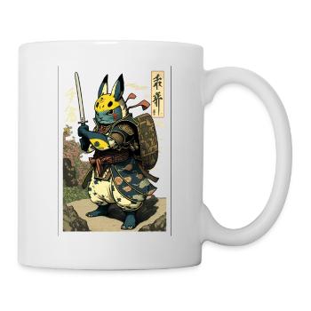 Japanischer Hase in Samuraikostüm in Ukiyo-e Stil - Tasse - Weiß - Rechts
