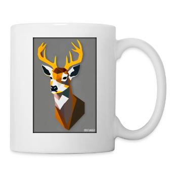 Deer Polygon Wildlife Wilderness Forest Nature Antlers - Mug - white - Right