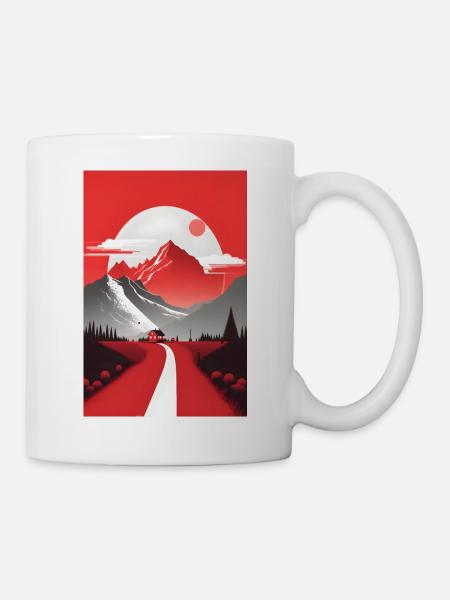 minimalistisch Natur Berge Geschenk - Tasse - Weiß