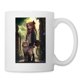 Anime Cat Fille Femme Cadeau - Mug blanc - blanc - Droite