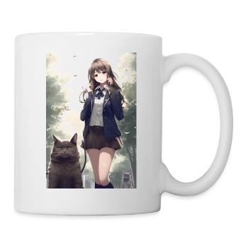 Anime Cat Femme Uniforme Cadeau - Mug blanc - blanc - Droite
