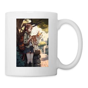 Anime Manga Katze Frau Geschenkidee - Tasse - Weiß - Rechts