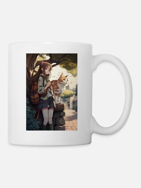 Anime Manga Cat Woman Idée cadeau - Mug blanc - blanc